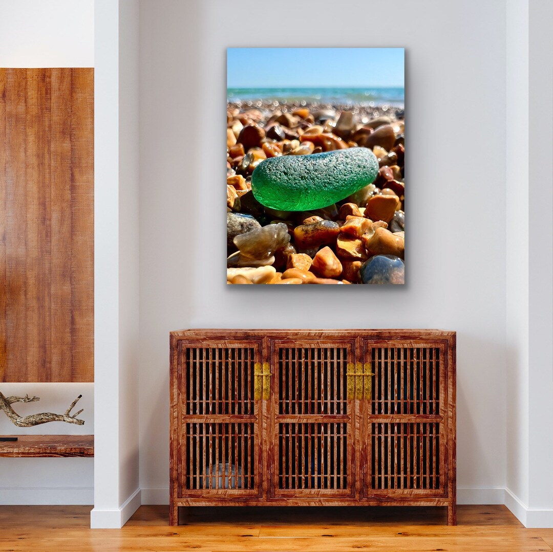 Green Sea Glass Beach Wall Art Sea Glass Art Beach Wall Print