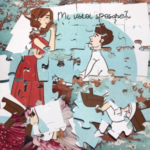 Mi vuoi sposare? Puzzle biglietto per fidanzata, compagna, proposta di matrimonio, personalizzato, disegno a scelta