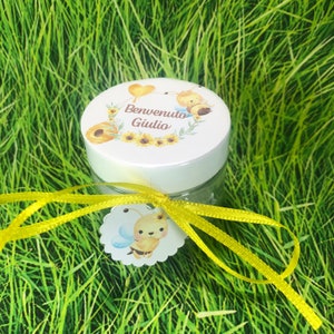 10 scatoline portaconfetti personalizzate etichetta nastrino tag battesimi comunioni nascite leoncini coniglietti giraffe api orsetti