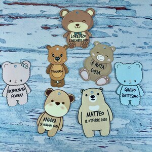 10 cartellini tag bigliettini con orsetti personalizzati per bomboniere segnaposto battesimo nascita baby shower cresima comunione