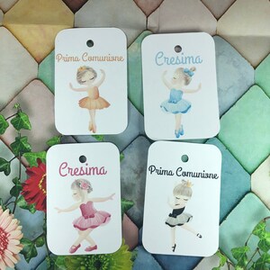 10 cartellini tag biglietti ballerine danza classica personalizzati bomboniere segnaposto battesimo nascita compleanno cresima comunione