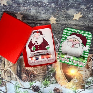 Biglietto portasoldi regalo natalizio con scatolina personalizzato con frase regalo di natale babbo natale auguri di natale