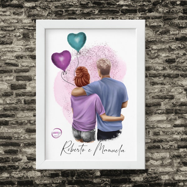 Quadretto personalizzato coppia innamorati idea regalo per coppie san valentino anniversario fidanzamento proposta nozze con cornice o senza