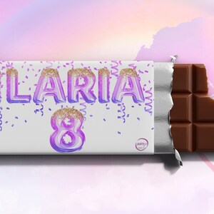 Tavoletta di cioccolato fondente o al latte personalizzata per Compleanno con nome e numero anni idea regalo di fine festa omaggio ospiti