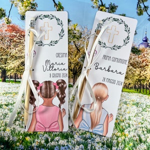 Segnalibro con matita classica o piantabile 10 pezzi Prima Comunione Cresima bambina ragazza cartoncino personalizzato segnaposto bomboniera