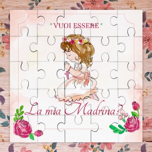 Vuoi essere la mia madrina? Puzzle biglietto per madrina o padrino di cresima, personalizzato, disegno a scelta