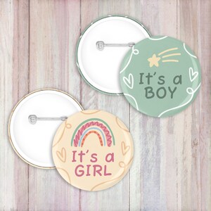 Set 10 spillette pin badge maschio o femmina personalizzati per gender reveal baby shower team boy team girl maschietto o femminuccia