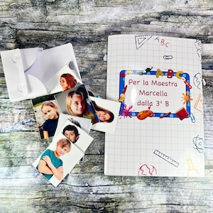 Album delle figurine con foto dei bambini per la Maestra o il Maestro da 10-24 adesivi con foto idea regalo Fine anno scolastico formato A5