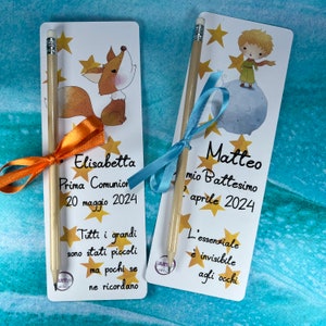 Segnalibro con matita classica o piantabile 10 pezzi Piccolo Principe cartoncino personalizzato nome compleanno battesimo comunione nascita