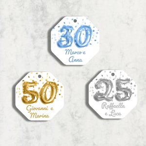 15 cartellini tag bigliettini per anniversario nozze oro argento diamante personalizzati bomboniere ricordino regalo fine festa segnaposto