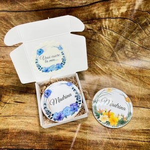 Vuoi essere la mia madrina? Calamita in ceramica per madrina di battesino o cresima, motivo floreale regalo madrina