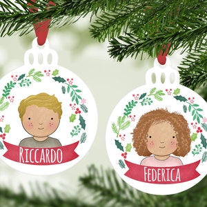 Decorazione per albero di Natale personalizzata avatar caricatura e nome idea regalo natalizia maestra mamma papà amici ornamento festività