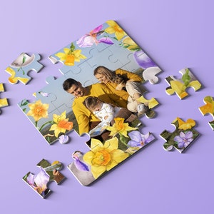 Puzzle pasquale con foto con la vostra foto preferita, cornice a scelta, idea regalo di Pasqua per amici, parenti, nonni, genitori, figli