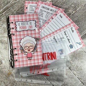 Libro delle ricette personalizzato per Nonna Mamma Zia Sorella con buste portafogli e schede per ricette appunti tabelle conversioni cucina