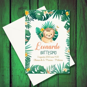 10 inviti con busta per compleanno battesimo nascita bambina o bambino animali giungla foresta panda coniglio orso riccio volpe pappagallo