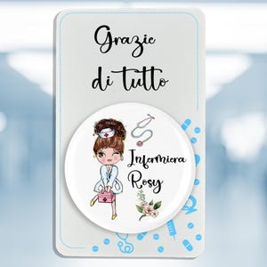 Spilletta Pin con cartoncino personalizzato per infermiera dottoressa oss idea regalo per infermiere ringraziamento gratitudine