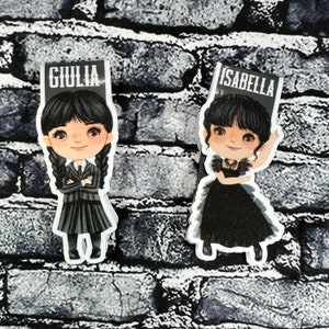 Segnalibro magnetico Famiglia Halloween personalizzato con nome set da 6-12 pezzi gadget compleanno regalo fine festa ragazza gotica horror