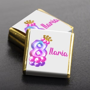 Cioccolatini personalizzati fondenti al latte compleanno bambini con palloncini con nome numero anni bomboniera compleanno regalo fine festa