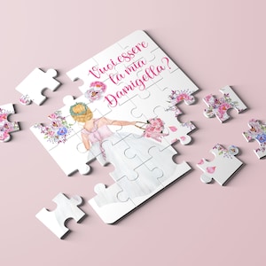 Vuoi essere la mia damigella? Puzzle biglietto per damigella piccola bambina portafedi di nozze matrimonio, alta qualità, disegno a scelta