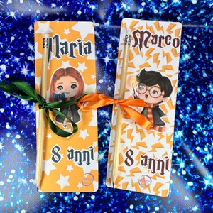 Segnalibro con matita classica 10 pezzi scuola di magia piccolo mago cartoncino personalizzato per compleanno battesimo comunione nascita