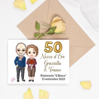 Inviti Per 50° Anniversario Di Matrimonio - Confezione Da 50 Cartoline Con Buste