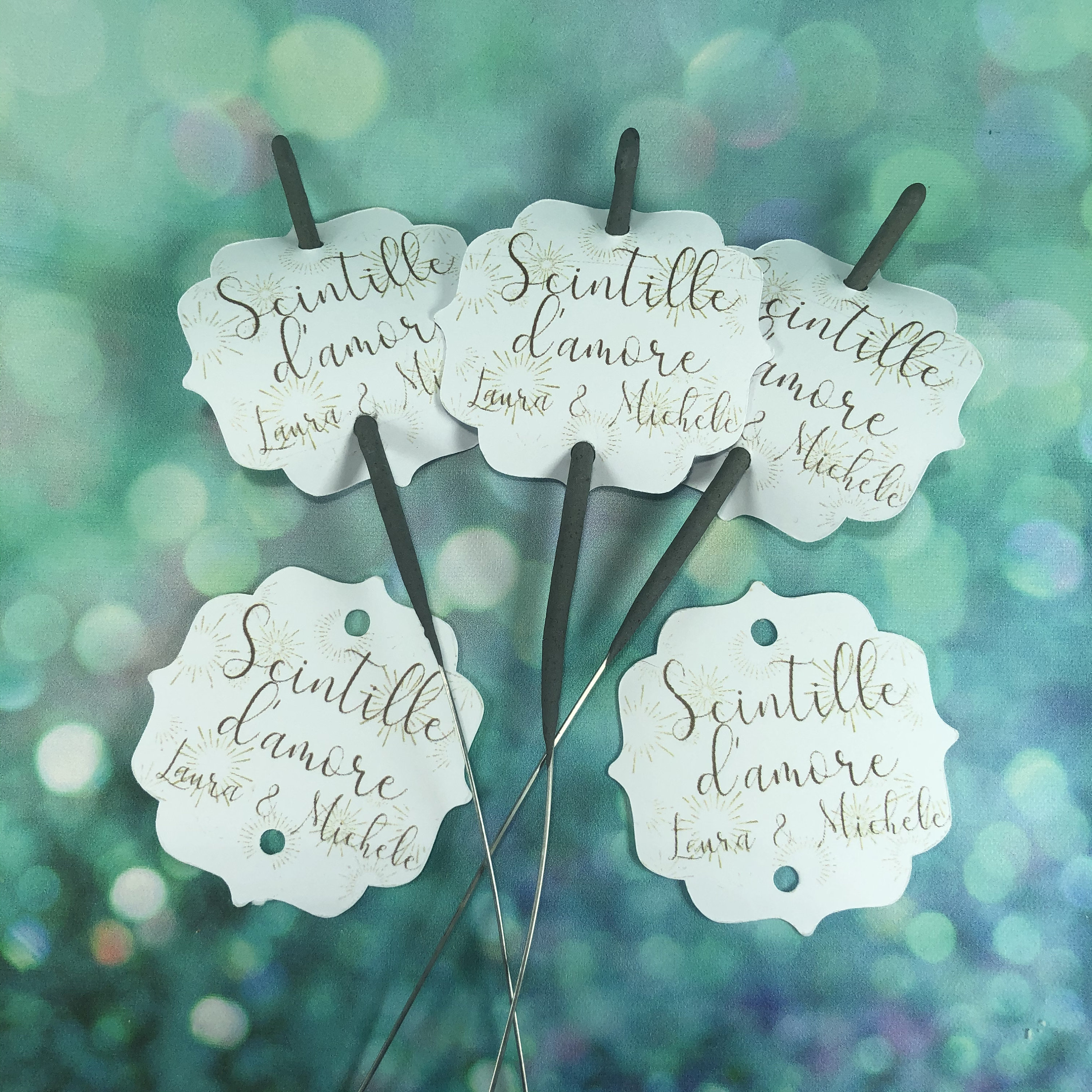 15 Tag personalizzati per Scintille Cartoncino stelle filanti ingresso  sposi matrimonio ballo nozze animazione matrimonio estate torta -   Italia