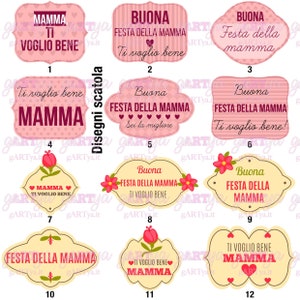 Scatola con 9 cioccolatini cremini assortiti personalizzati festa della mamma disegno diverso su cioccolatino regalo mamma ti voglio bene immagine 7