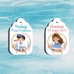 14 tag biglietti personalizzati con bambini tema mare frase personalizzata per segnaposto bomboniera compleanno comunione cresima