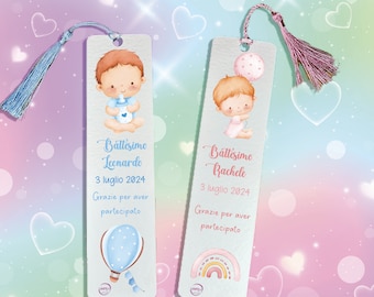 Personalized bookmarks hammered cardboard set of 12 baby girl baptism favors 20 x 5 cm with tassel