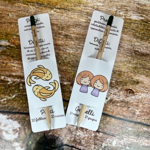 Matite piantabili con cartoncino personalizzato con i segni zodiacali set 3 pezzi segnaposto bomboniera ecologica regalo fine festa oroscopo
