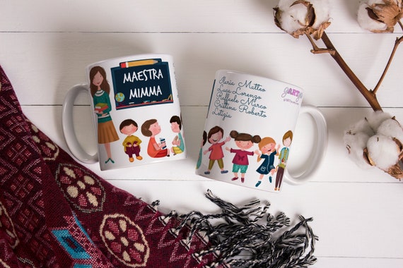 Tazza Personalizzata Per Maestra Con Nomi Bambini E Classe - Regalo Fine Anno Scolastico Per Insegnanti - Foto 9