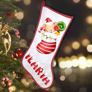 Calza della Befana natalizia personalizzata con orsetti e nome idea regalo natale befana bambini bambine neonati