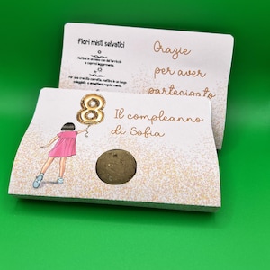 Set 10 Bombe di Semi con Cartoncino Personalizzato – Regalo Ecologico Compleanno Bambina – Bomboniere Green Fine Festa