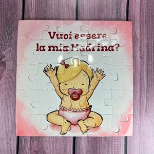 Vuoi essere la mia madrina / il mio padrino? Puzzle biglietto per madrina o padrino di battesimo, alta qualità, disegno a scelta