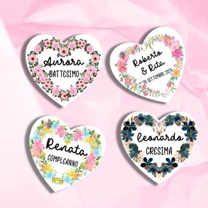 15 cartellini tag bigliettini cuori cornici floreali personalizzati bomboniere segnaposto compleanno battesimo comunione nozze anniversario