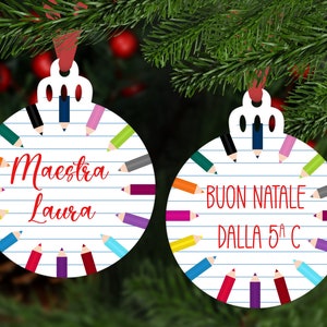 Decorazione per albero di Natale personalizzata per la maestra o il maestro con frasi idea regalo natalizia maestra insegnante professore