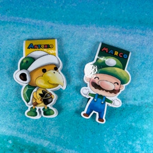 Segnalibro magnetico Idraulico Mario videogioco personalizzato con nome set da 6-12 pezzi gadget compleanno regalo fine festa luigi fratelli