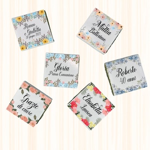 20 o più cioccolatini personalizzati per matrimonio comunione battesimo nascita cresima compleanno con motivo floreale frase personalizzata
