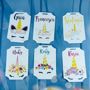14 cartellini tag bigliettini unicorno personalizzati segnaposto ricordino baby shower battesimo nascita comunione cresima compleanno