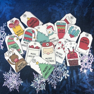 16 cartellini tag bigliettini personalizzati natalizi 16 disegni esclusivi segnaposto natalizi biglietti regali decorazioni albero natale