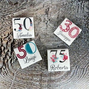 Cioccolatini personalizzati fondenti o al latte per compleanno anniversario con nome e numero anni bomboniera compleanno regalo fine festa