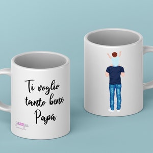Tazza mug personalizzata con papà e bambino bambina frase personalizzata idea regalo festa del papà compleanno anniversario ti voglio bene