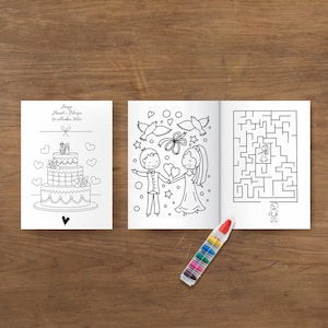 Album da colorare e attività per bambini intrattenimento nozze matrimonio personalizzato passatempo con pastello a colori