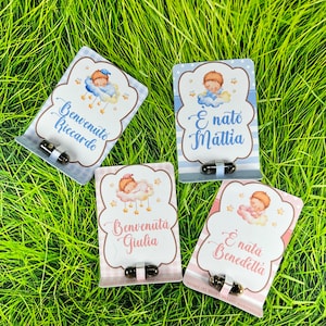 Set da 9 capsule con semi e cartoncino personalizzato per nascita battesimo babyshower bambino bambina idea ecologica bomboniera segnaposto