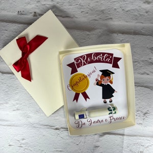 Biglietto portasoldi regalo per laurea con scatolina personalizzato con frase regalo laurea diploma graduation busta porta soldi laureati
