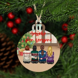 Decorazione per albero di Natale in legno personalizzata migliore amica sorella amiche per sempre frase personalizzata idea regalo natalizia