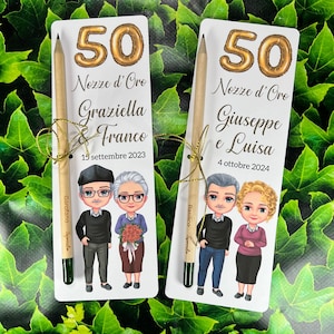 Matita piantabile per nozze oro anniversario nozze ritratto caricatura personalizzato set 10 o più Bomboniera Segnaposto ricordo matrimonio