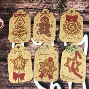 6 cartellini tag bigliettini personalizzati natalizi 6 disegni esclusivi segnaposto natalizi biglietti per regali decorazioni natale