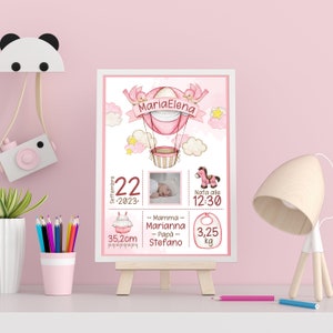 Quadro nascita con foto stampa A4 o A3 maschietto o femminuccia quadretto idea regalo nascita neonato poster ricordo poster nascita