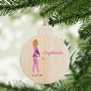 Decorazione per albero di Natale in legno personalizzata mamma in attesa gravidanza con frase lieto evento idea regalo natalizia ornamento